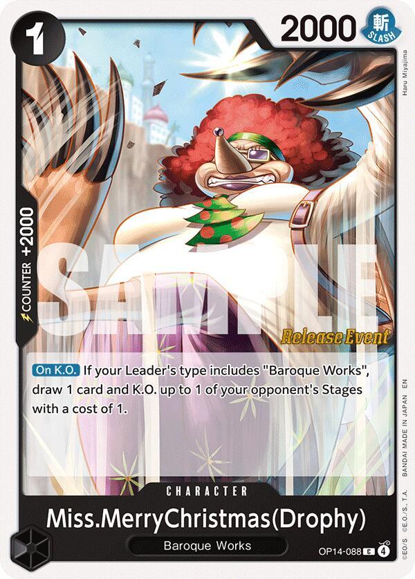 Miss.MerryChristmas(Drophy) OP14-088 card from The Azure Sea's Seven Release Event Cards