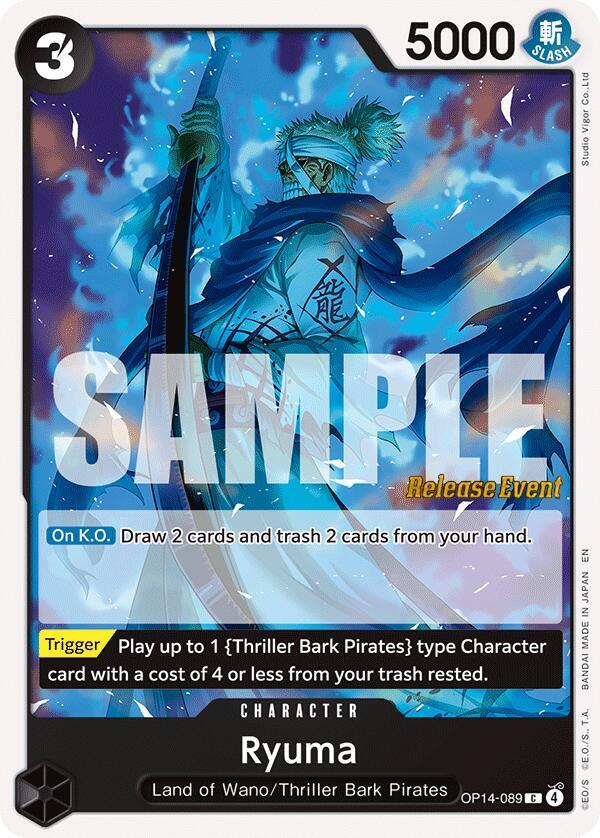 Ryuma OP14-089 card from The Azure Sea's Seven Release Event Cards