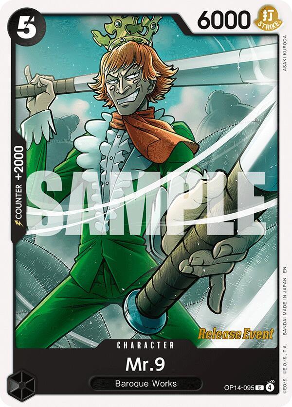 Mr.9 OP14-095 card from The Azure Sea's Seven Release Event Cards