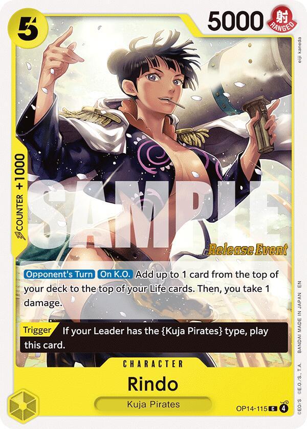 Rindo OP14-115 card from The Azure Sea's Seven Release Event Cards