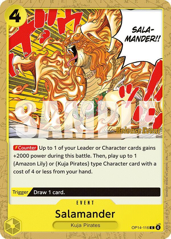 Salamander OP14-116 card from The Azure Sea's Seven Release Event Cards