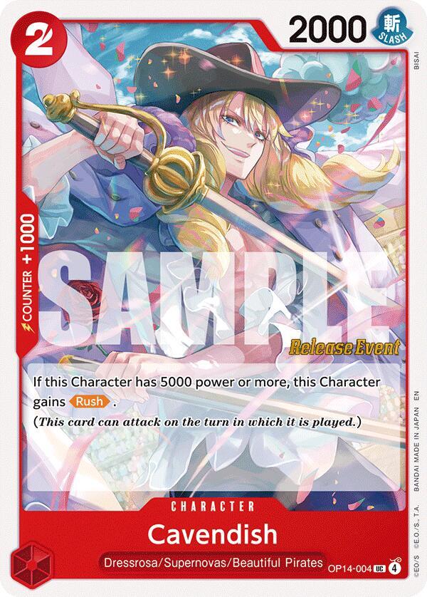 Cavendish OP14-004 card from The Azure Sea's Seven Release Event Cards