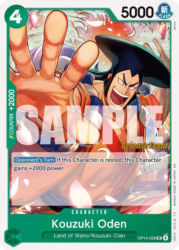 Kouzuki Oden OP14-026 card from The Azure Sea's Seven Release Event Cards