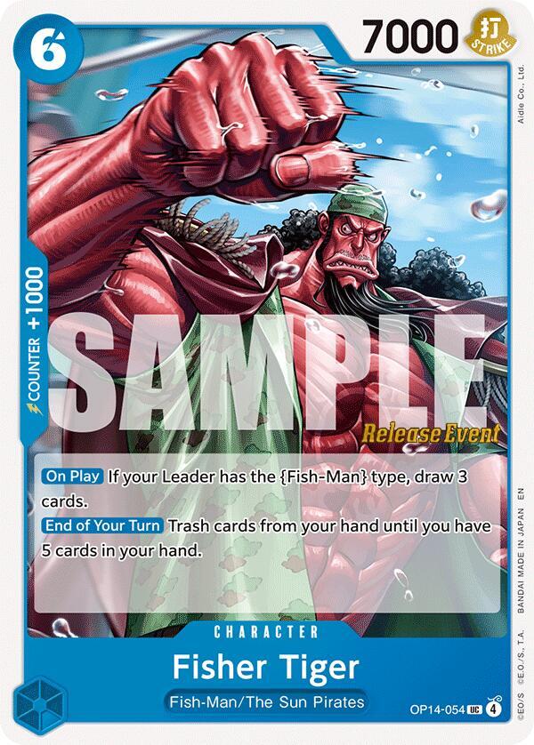 Fisher Tiger OP14-054 card from The Azure Sea's Seven Release Event Cards