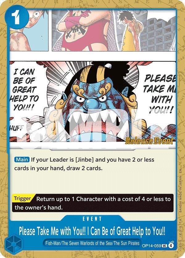 Please Take Me with You!! I Can Be of Great Help to You!! OP14-059 card from The Azure Sea's Seven Release Event Cards