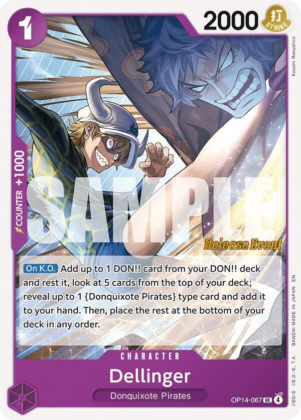 Dellinger OP14-067 card from The Azure Sea's Seven Release Event Cards
