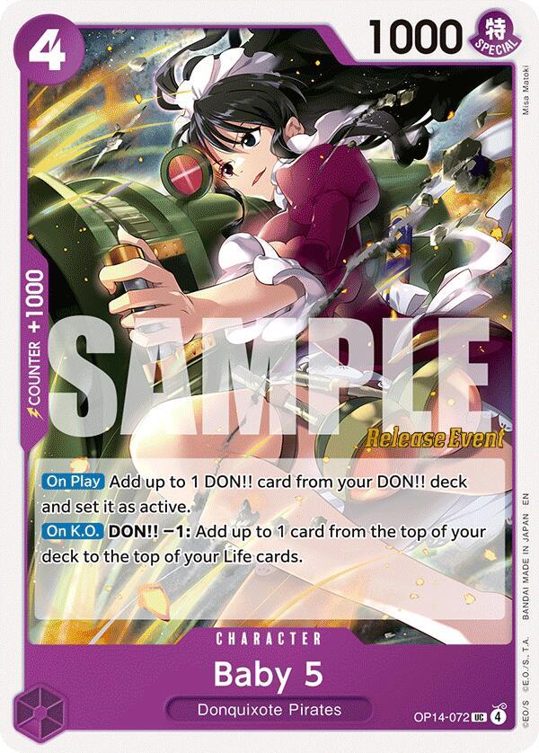 Baby 5 OP14-072 card from The Azure Sea's Seven Release Event Cards