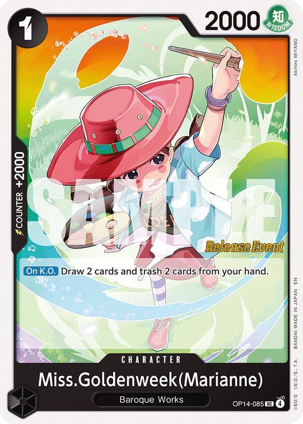 Miss.Goldenweek(Marianne) OP14-085 card from The Azure Sea's Seven Release Event Cards