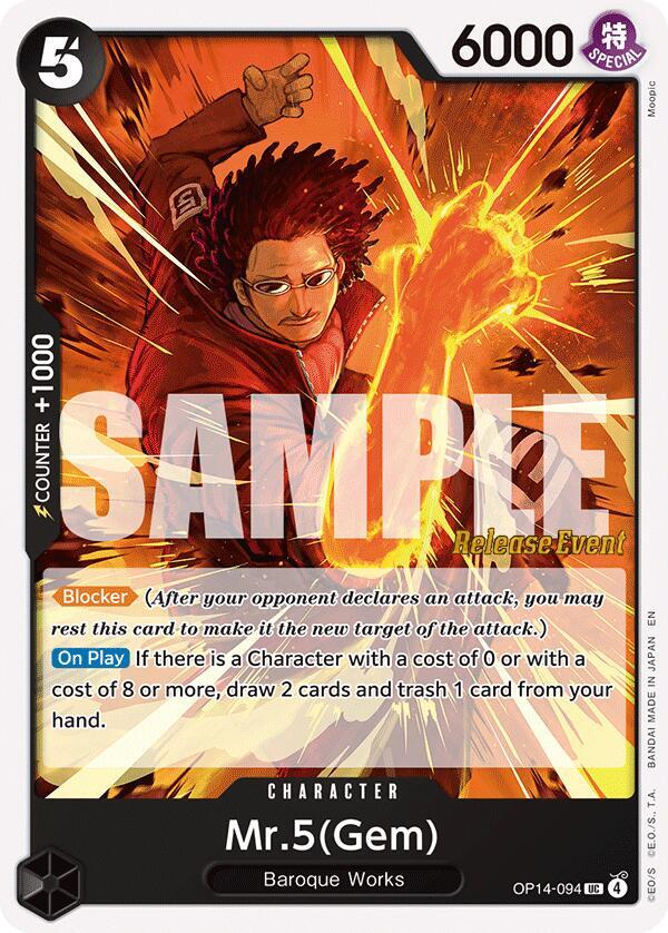 Mr.5(Gem) OP14-094 card from The Azure Sea's Seven Release Event Cards