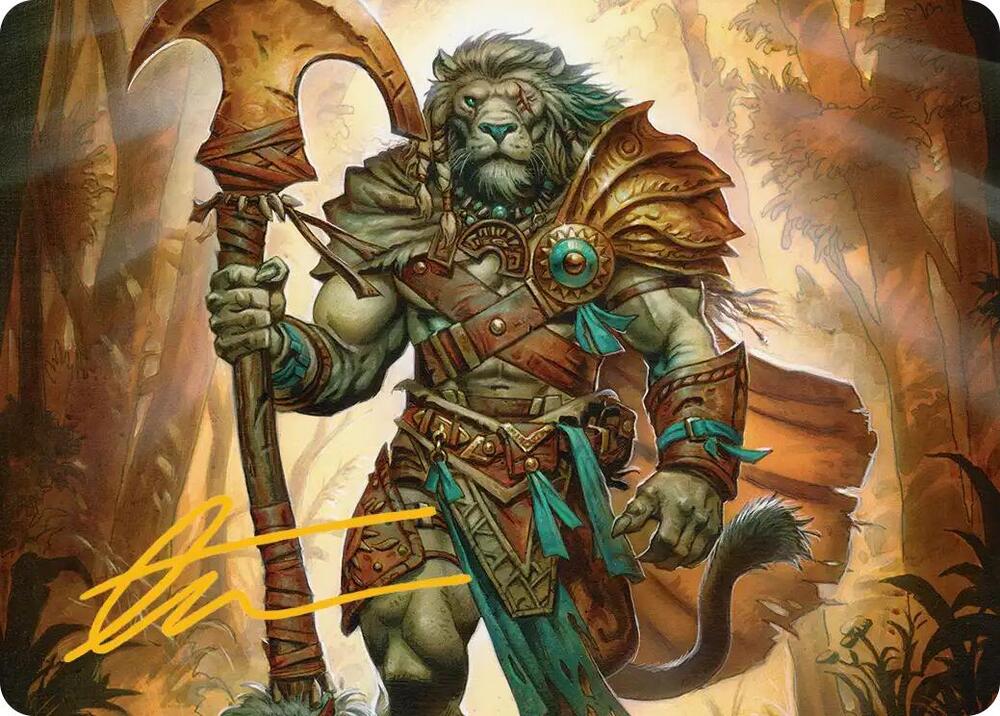 Ajani, Outland Chaperone Art Card (Gold-Stamped Signature) 28 card from Art Series: Lorwyn Eclipsed