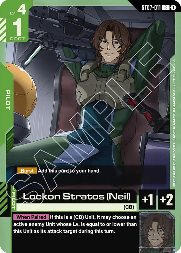 Lockon Stratos (Neil) ST07-011 card from Starter Deck 07: Celestial Drive