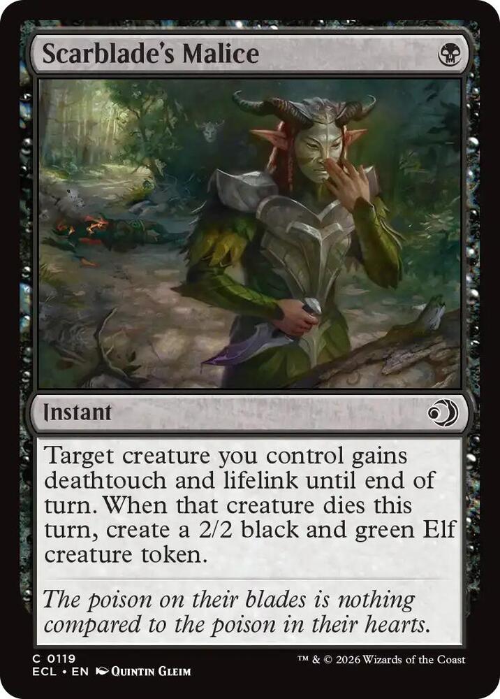 Scarblade's Malice 119 card from Lorwyn Eclipsed