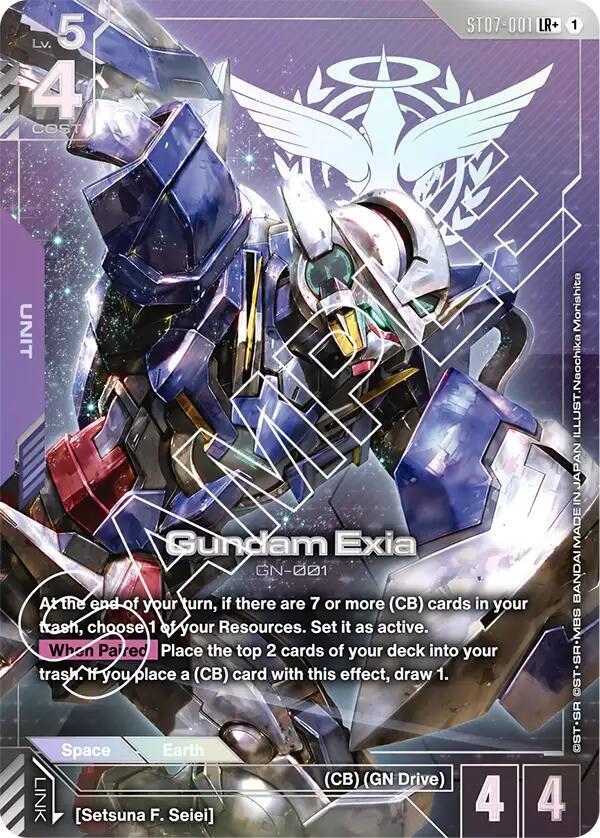 Gundam Exia (LR+) ST07-001 card from Starter Deck 07: Celestial Drive