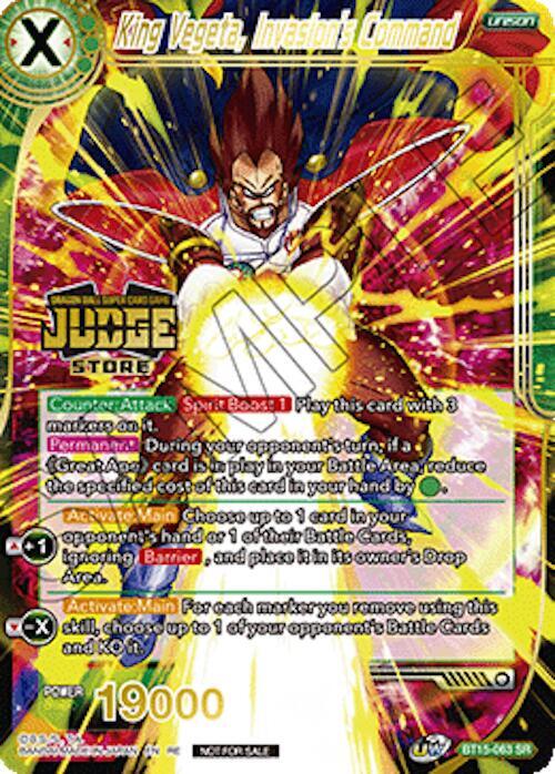 King Vegeta, Invasion's Command (Judge Pack Vol.18) (Store) BT15-063 card from Judge Promotion Cards