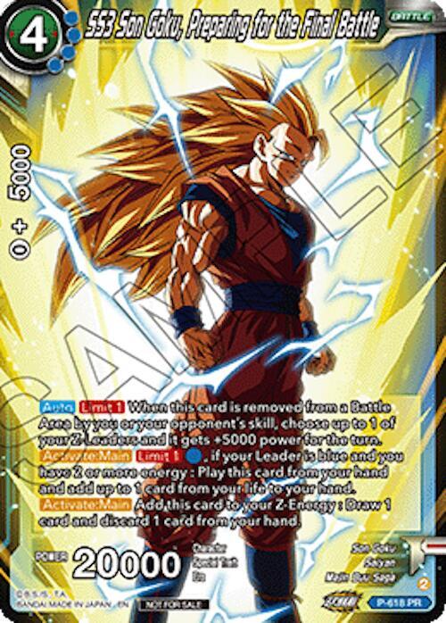 SS3 Son Goku, Preparing for the Final Battle (Ultra-Bout Series Tournament Pack Vol.1) P-618 card from Tournament Promotion Cards