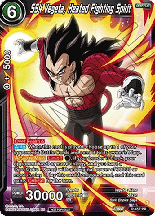 SS4 Vegeta, Heated Fighting Spirit (Ultra-Bout Series Tournament Pack Vol.1) P-457 card from Tournament Promotion Cards