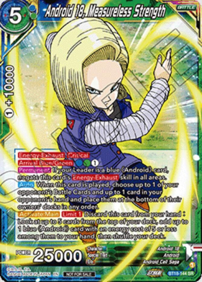Android 18, Measureless Strength (Ultra-Bout Series Tournament Pack Vol.1) BT18-144 card from Tournament Promotion Cards