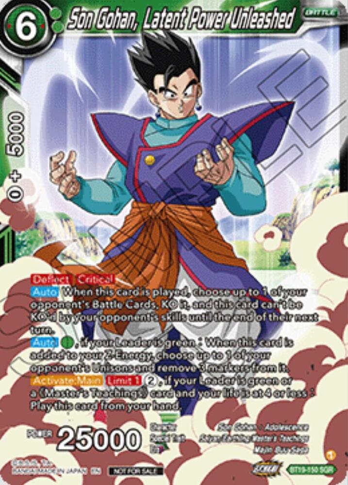 Son Gohan, Latent Power Unleashed (Ultra-Bout Series Tournament Pack Vol.1) BT19-150 card from Tournament Promotion Cards