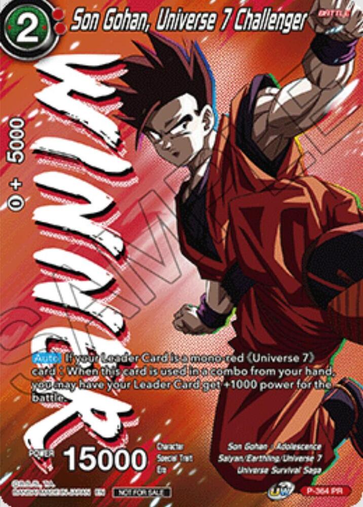 Son Gohan, Universe 7 Challenger (Ultra-Bout Series Tournament Pack Vol.1) (Winner) P-364 card from Tournament Promotion Cards