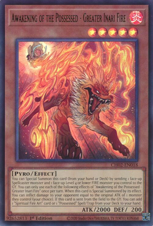 Awakening of the Possessed - Greater Inari Fire CH02-EN018 card from THE CHRONICLES DECK: Spirit Charmers (All-Foil Edition)