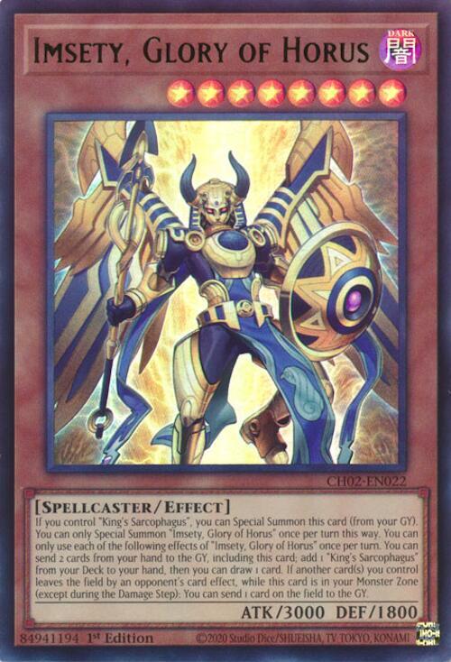 Imsety, Glory of Horus CH02-EN022 card from THE CHRONICLES DECK: Spirit Charmers (All-Foil Edition)