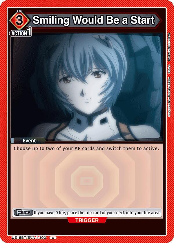Smiling Would Be a Start UE15BT/EVA-1-100 card from UE15BT: Evangelion: New Theatrical Edition