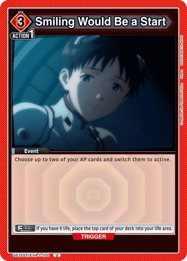 Smiling Would Be a Start UE15ST/EVA-1-100 card from UE15ST: Evangelion: New Theatrical Edition Starter Deck