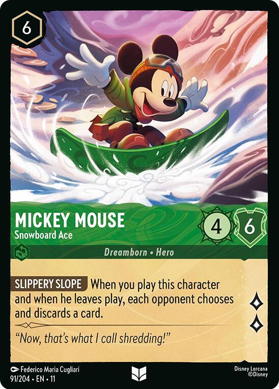 Mickey Mouse - Snowboard Ace 91/204 card from Winterspell