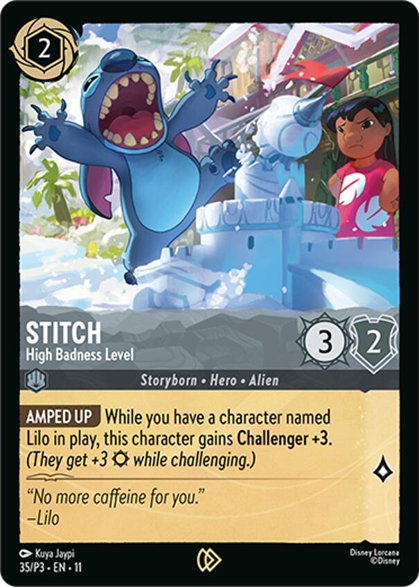 Stitch - High Badness Level 35 card from Disney Lorcana Promo Cards