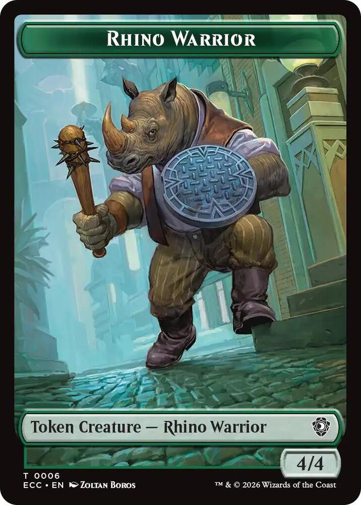 Rhino Warrior // Elemental Double-Sided Token 6 // 9 card from Commander: Lorwyn Eclipsed