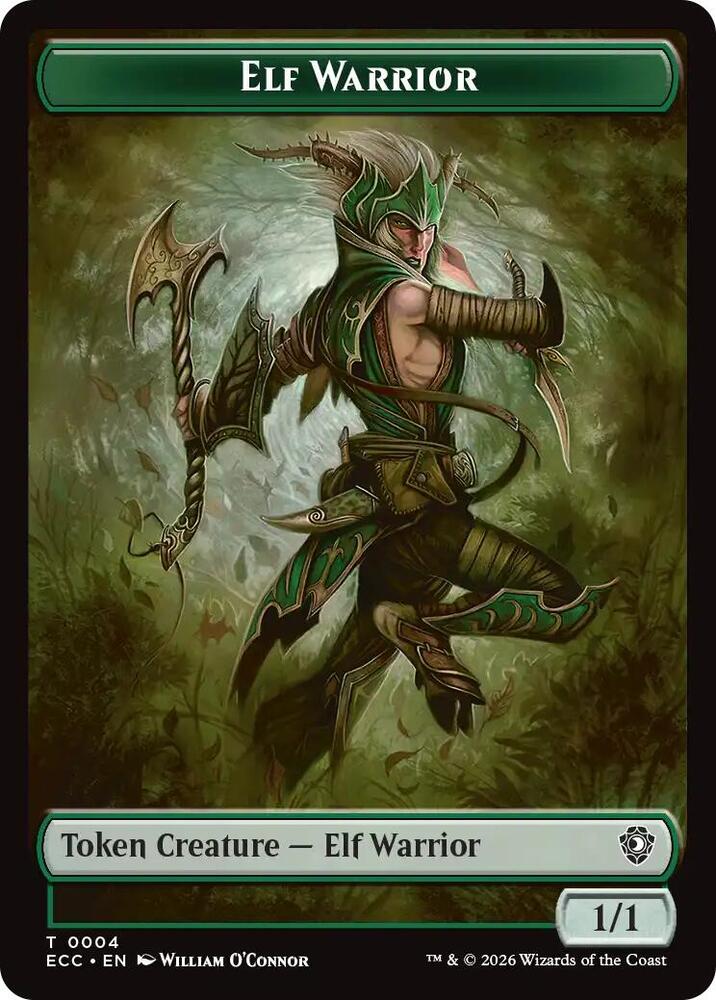 Elf Warrior (0004) // Plant Double-Sided Token 4 // 5 card from Commander: Lorwyn Eclipsed