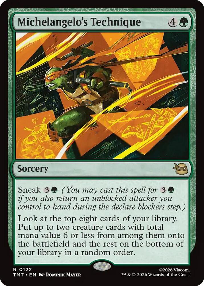 Michelangelo's Technique 122 card from Teenage Mutant Ninja Turtles