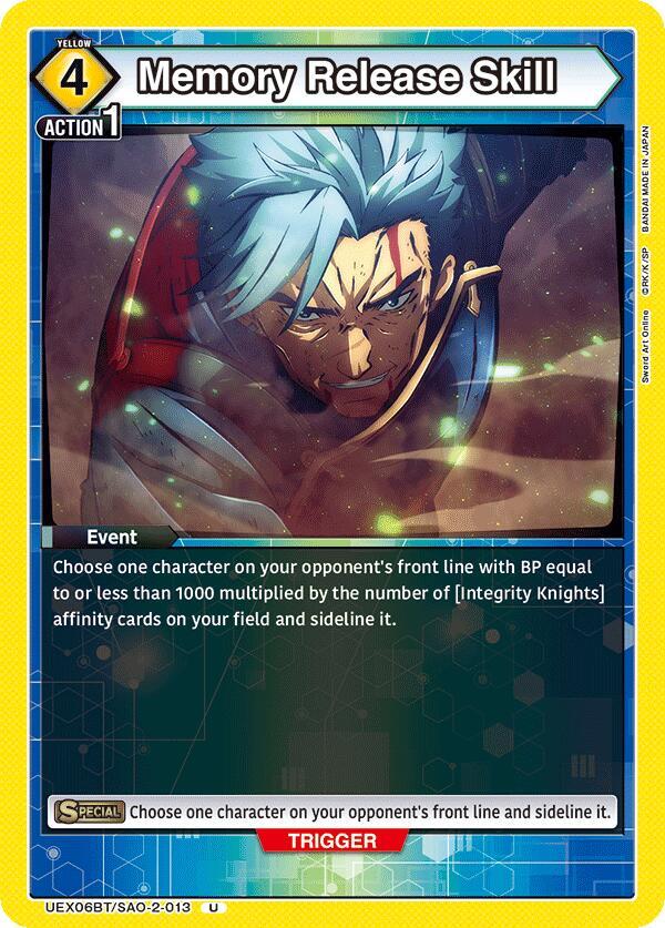 Memory Release Skill UEX06BT/SAO-2-013 card from UEX06BT: Sword Art Online Vol.2