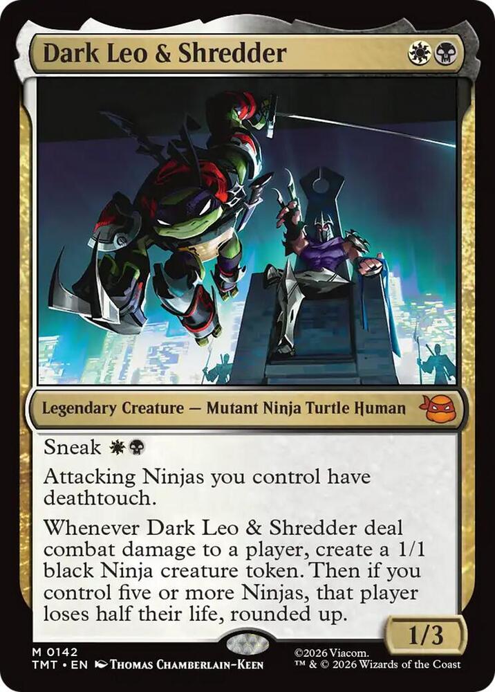 Dark Leo & Shredder 142 card from Teenage Mutant Ninja Turtles