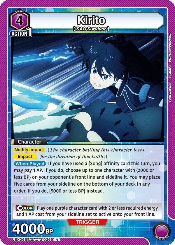 Kirito UEX06BT/SAO-2-036 card from UEX06BT: Sword Art Online Vol.2