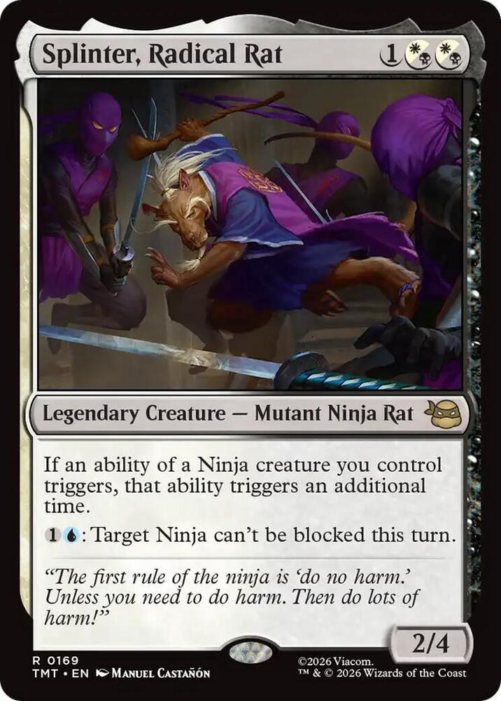 Splinter, Radical Rat 169 card from Teenage Mutant Ninja Turtles