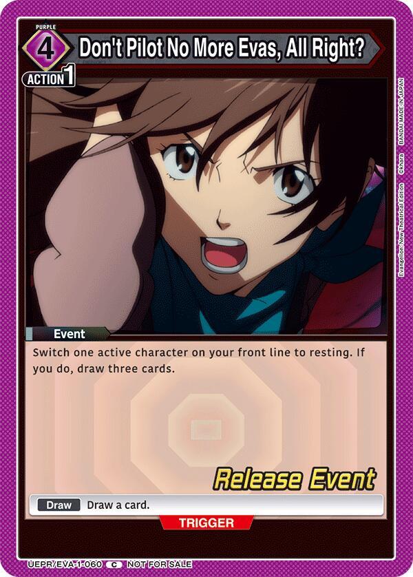 Don't Pilot No More Evas, All Right? UEPR/EVA-1-060 card from UE15BT: Evangelion: New Theatrical Edition Release Event Cards