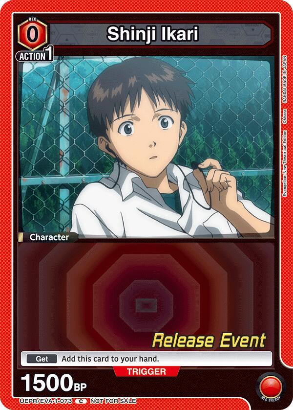 Shinji Ikari UEPR/EVA-1-073 card from UE15BT: Evangelion: New Theatrical Edition Release Event Cards