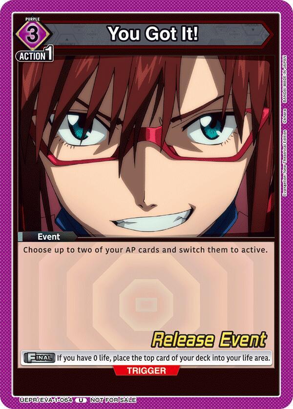 You Got It! UEPR/EVA-1-064 card from UE15BT: Evangelion: New Theatrical Edition Release Event Cards