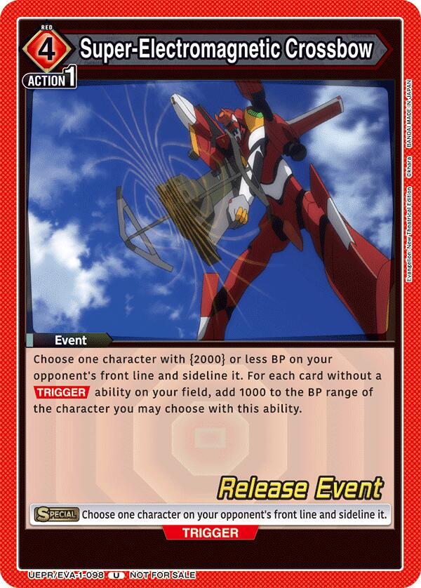 Super-Electromagnetic Crossbow UEPR/EVA-1-098 card from UE15BT: Evangelion: New Theatrical Edition Release Event Cards