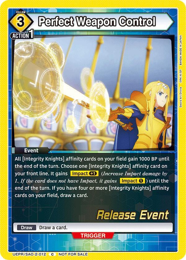 Perfect Weapon Control UEPR/SAO-2-012 card from UEX06BT: Sword Art Online Vol.2 Release Event Cards