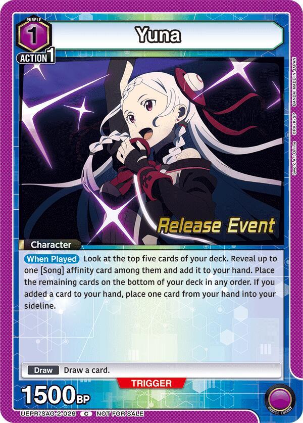 Yuna UEPR/SAO-2-029 card from UEX06BT: Sword Art Online Vol.2 Release Event Cards