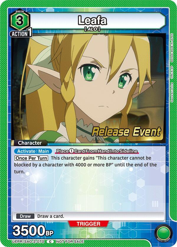Leafa UEPR/SAO-2-070 card from UEX06BT: Sword Art Online Vol.2 Release Event Cards