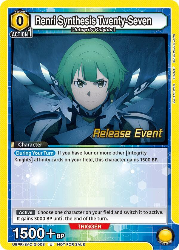Renri Synthesis Twenty-Seven UEPR/SAO-2-008 card from UEX06BT: Sword Art Online Vol.2 Release Event Cards