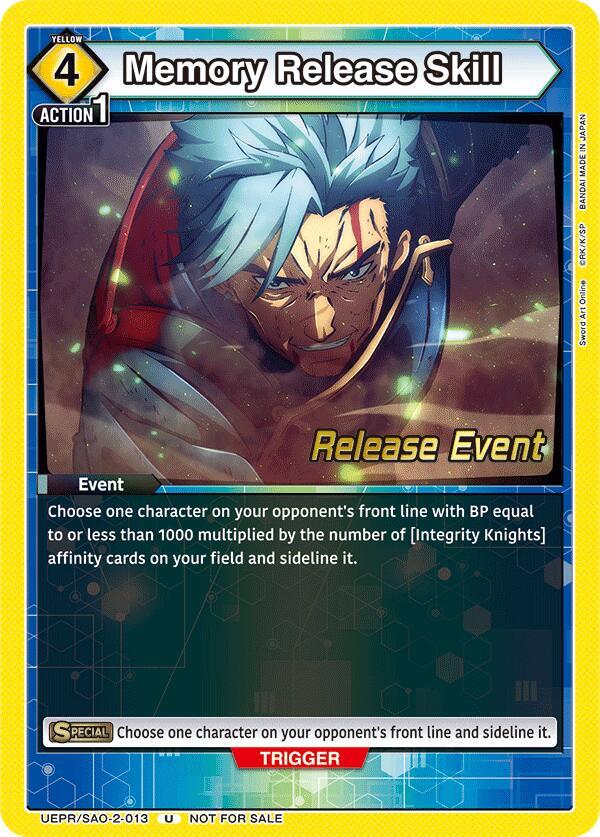 Memory Release Skill UEPR/SAO-2-013 card from UEX06BT: Sword Art Online Vol.2 Release Event Cards