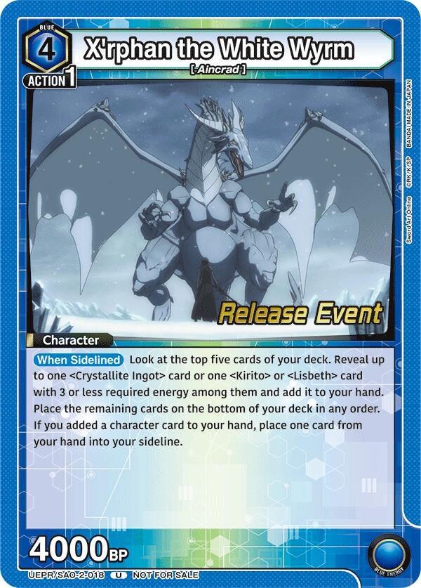 X'rphan the White Wyrm UEPR/SAO-2-018 card from UEX06BT: Sword Art Online Vol.2 Release Event Cards