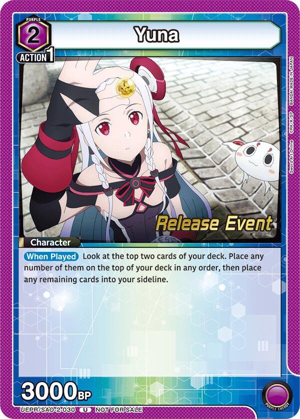 Yuna UEPR/SAO-2-030 card from UEX06BT: Sword Art Online Vol.2 Release Event Cards