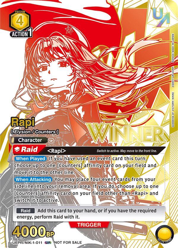 Rapi (Winner) UEPR/NIK-1-011 card from Union Arena Promotion Cards