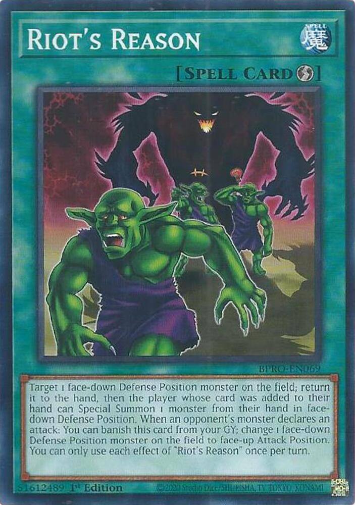 Riot's Reason BPRO-EN069 card from Burst Protocol