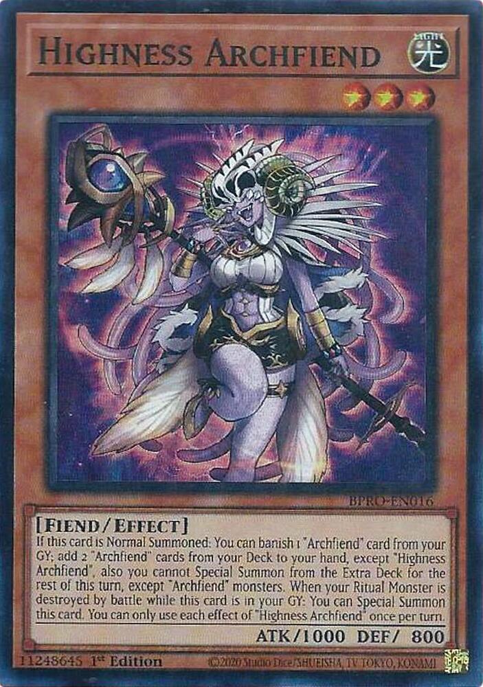 Highness Archfiend BPRO-EN016 card from Burst Protocol